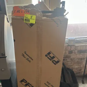 PFI unassembled metal merchandising display rack. Includes Box 1 of 2 and Box 2 of 2 containing rack components and parts. Marked for Coca-Cola POS. N