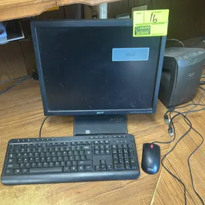 Acer 20" LCD monitor package. Includes an APC Back-UPS LS 700 uninterruptible power supply, a wired multimedia keyboard, and an IBM wired mouse. The m