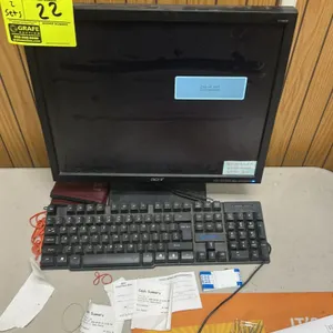 Two Acer monitor sets. Includes (1) Acer V193 LCD monitor with keyboard and IBM mouse, and (1) Acer V176L LCD monitor with Dell keyboard and optical m