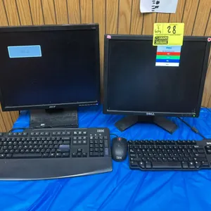 Computer monitor and peripheral sets. Includes (1) Dell LCD monitor with Dell keyboard and mouse, and (1) Acer V193 LCD monitor with IBM keyboard and 