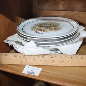 Assortment Of Decorative Plates, Including Snipe Game Bird Pattern Plates, Golden Crown EandR Bavaria 'Harvest' Pattern Fruit Plates, Assorted Floral 