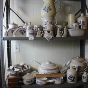 Pfaltzgraff Yorktowne Assortment Including Coffee Pot, Soup Tureen With Ladle, Covered Casseroles, Oil And Vinegar Cruets, Mugs, Plates, Bowls, Napkin