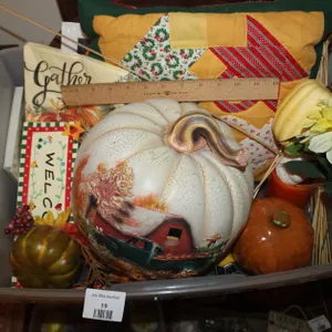 Fall Decor With Pumpkin Pillow And Other Decor