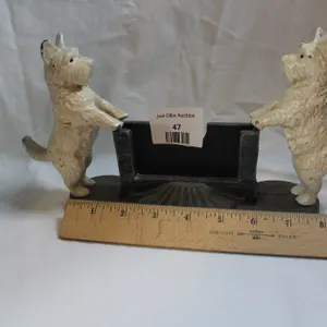 Scottie Dog Cast Iron Vintage Business Card Holder