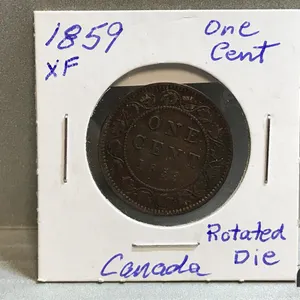 1859 Canada Large 1 Cent Coin - Rotated Die
 UNRESERVED