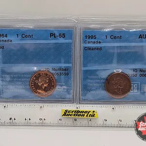 Canada One Cent (2) : - 1964 "Red" : CCCS Cert PL-65 - 1995 "Cleaned" : CCCS Cert AU-50