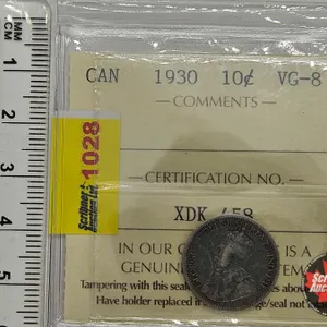 Canada Ten Cent 1930 : ICCS Cert VG-8