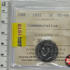 Canada Five Cent 1951 "Commemorative" : ICCS Cert : MS-64