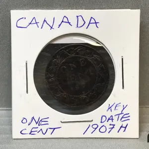 1907 H Canada Large 1 Cent Coin - Key Date
 UNRESERVED