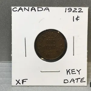 1922 Canada 1 Cent Coin  - Key Date
 UNRESERVED