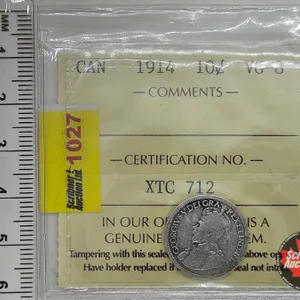 Canada Ten Cent 1914 : ICCS Cert VG-8