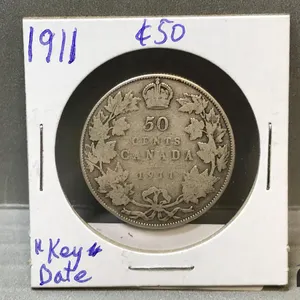 1911 Canada 50 Cent Coin  - Key Date
 UNRESERVED