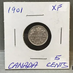 1901 Canada Silver 5 Cent Coin
 UNRESERVED