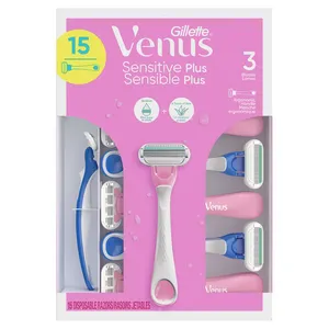 GILLETTE WOMEN'S VENUS SENSITIVE DISPOSABLE RAZORS -N, OPENED