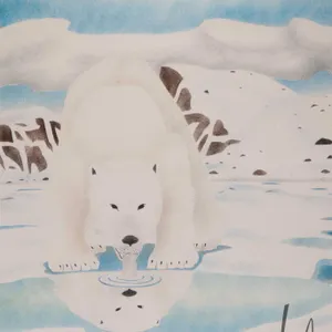 Andrew Qappik, limited edition stencil print titled "Thirst Reflected", pencil signed by artist, 38/