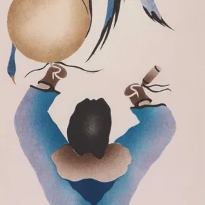 Jacoposie Tiglik, framed limited edtion stencil print titled "Calling for the Birds", pencil signed 