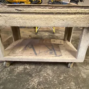 WOODEN MOBILE 2 TIER SHOP TABLE APPROX 44"W X 30"D X 30"H
