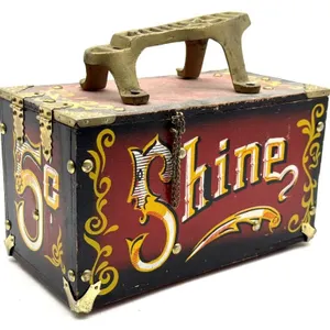 Wood Shoeshine Box with Shoeshine Supplies
- box