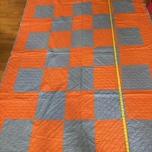 68x84 blue and orange quilt hand stitched