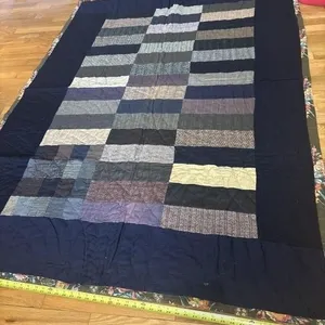 77x58 hand stitched quilt Chinese coins variation