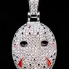 New GLD | Jason Mask Pendant (no chain)-  14k White Gold Plated w CZ Stones  | 23mm x 36mm | Retails for $137!
