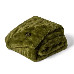 Minky Couture Hugs Travel Blanket Camp Green