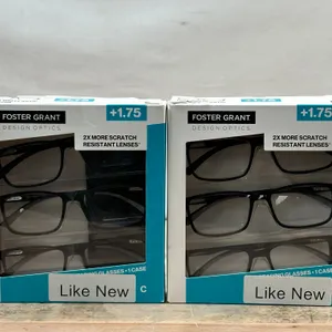 (2) Foster Grant: Design Optics Reading Glasses, "+1.75", Assorted Styles, 3ct- Like New