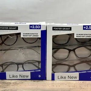 (2) Foster Grant: Design Optics Reading Glasses, "+2.50 ", Assorted Styles, 3ct- Like New