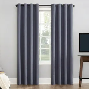Sun Zero Pratt Tonal Texture Fleece Insulated 100% Blackout Window Curtains Blue - New