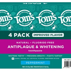 Tom's of Maine Antiplaque and Whitening Toothpaste, 4.7 oz, 4pk - New