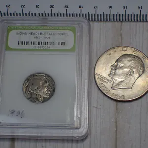 2pc US Vintage Coin Estate Group - INB Graded 1936 Buffalo 5¢ & Bicentennial $1