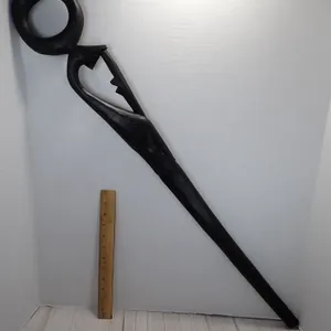 Vintage African Ebony Wood Carved Cane Walking Stick Giraffe Tribal Art