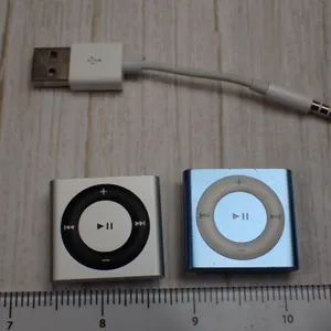 Lot of 2 Apple iPod Shuffle 4th Gen A1373 Silver Blue 2GB MP3 Players Pack