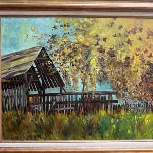 Signed original painting – barn