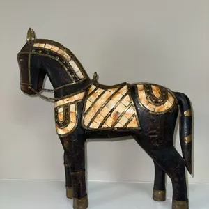 Hand carved large wood horse