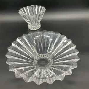 Vintage German Rosenthal “Blossom” Heavy Lead Crystal, 12in Center Piece Bowl & 7in Fruit Bowl