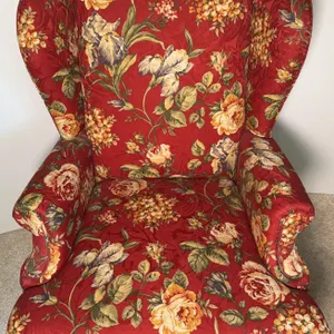 Floral Upholstered Wingback Armchair