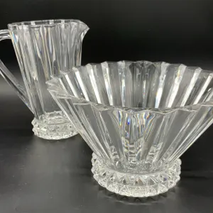 Rosenthal “Blossom” German Heavy Lead Crystal 10in Fruit Bowl and 8in Pitcher