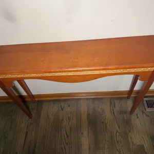 Wooden Console Table with Decorative Floral Detail
