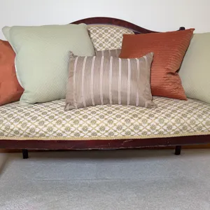 Vintage Victorian-Style Settee with Throw Pillows