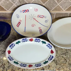 Serving Bowls and Platters, Includes Cobalt Blue Glass Bowl