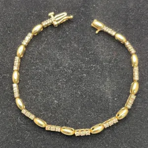 14K Gold 7in  Bracelet with Stones, 6.25g Total Weight