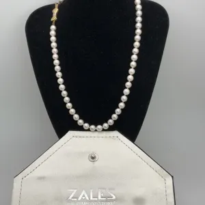Pearl Necklace with Gold Tone Clasp, 16in Long