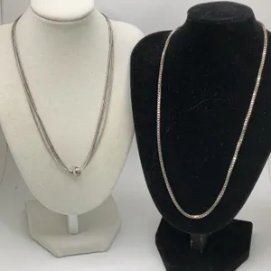 Sterling Silver Necklaces, 16in and 18in Long, 24.58g Total Weight