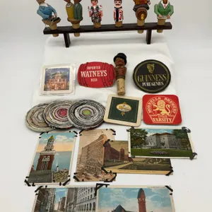 Vintage Bottle Stoppers Including Set of 4 Hand Carved Moving Mechanical Stoppers, Coasters & More