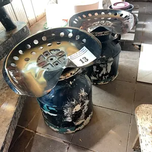 2 - SMALL CREAM CANS w/ METAL SEATS