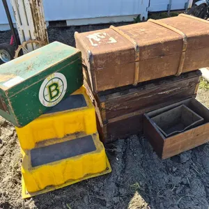 Vintage Trunks, Wood Boxes and Plastic Step
 UNRESERVED