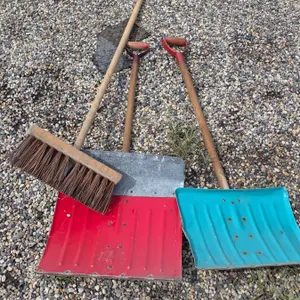 Assorted hand tools- Shovels, brooms
