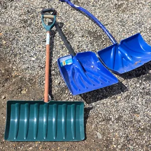 Assorted hand tools- 3 snow shovels