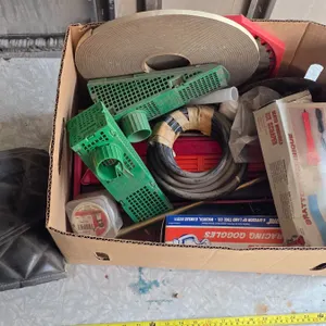 Box of assorted tools and hardware